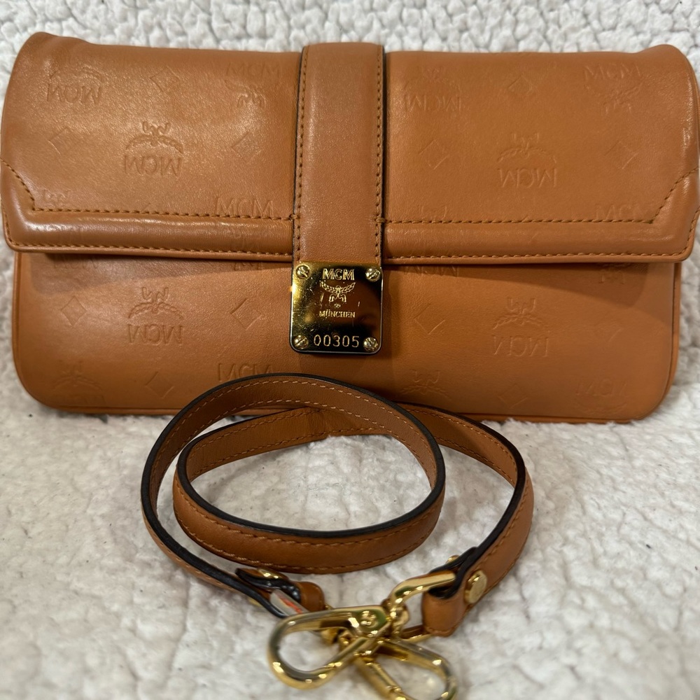 MCM Leather Cognac shoulder/clutch bag